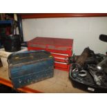 A TOOL CHEST A/F, TOOLBOX, QUANTITY OF NAILS, GREASE GUNS ETC