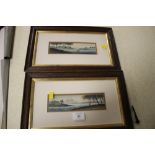 A PAIR OF OAK FRAMED M. BLURTON LANDSCAPE WATERCOLOURS