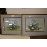 A PAIR OF STILL LIFE WATERCOLOURS SIGNED JK