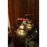 TWO BRASS KETTLES