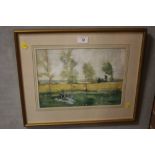 AN IMPRESSIONIST WATERCOLOUR BY ALFRED GUMERREZ DEPICTING A COUNTRY SCENE