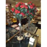 A PAIR OF ARTIFICIAL ROSE TREES