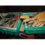 TWO TRAYS OF TOOLS TO INCLUDE TROWELS AND CHISELS ETC