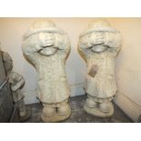 TWO HIDING GIRL GARDEN STATUES