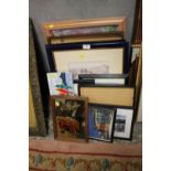 A SELECTION OF ASSORTED PICTURES AND PRINTS TO INCLUDE AN OIL ON CANVAS