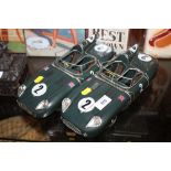 A PAIR OF MODERN TIN PLATE RACE CAR MODELS