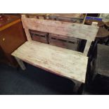 A SHABBY CHIC WOODEN BENCH W 120 CM