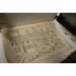 A LARGE FOLIO OF ASSORTED PENCIL SKETCHES, PRINTS ETC.