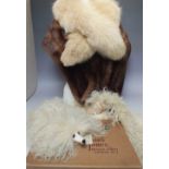 A VINTAGE LADIES MINK FUR STOLE, fully lined, together with a fox fur style collar and an unusual
