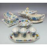 A LARGE QUANTITY OF MASONS IRONSTONE 'REGENCY' PATTERN DINNER WARE, to include tureens, serving