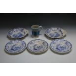 A PAIR OF ELKIN KNIGHT & CO 'CANTON VIEWS' PATTERN SHALLOW DISHES, together with three matched