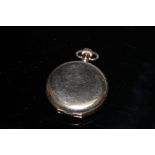 A HUNTER CASED ANTIQUE GENTS POCKET WATCH BY WALTHAM, having white enamel dial, Roman numeral hour
