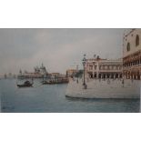 ANDREA BIONDETTI (1851-1946). View of Venice from the lagoon, signed lower left, watercolour, gilt