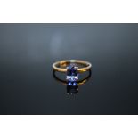 A HALLMARKED 14K GOLD AAA TANZANITE RING, coming with certificate stating stone is 1.68 carats