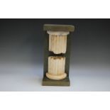 A 19TH CENTURY GRAND TOUR CARVED ALABASTER DESK MODEL OF A COLUMN, approximate dimensions: 31.5 x 15