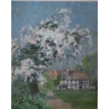 JOHN MCDOUGALL (XX). A country house with a blossom tree, signed lower right, watercolour, framed