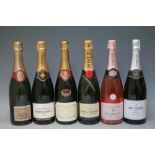 6 BOTTLES OF NV CHAMPAGNES TO INCLUDE 1 BOTTLE OF MOET & CHANDON, and 1 bottle of Beaumet Blanc de