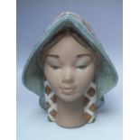 LLADRO - 'SENORITA', porcelain bust of young Spanish girl, matt finish, H 23.5 cm