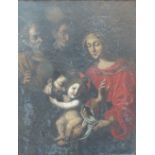 SEVENTEENTH CENTURY ITALIAN SCHOOL, the Holy Family with Saints looking on, unsigned, oil on canvas,