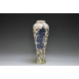 A MOORCROFT 'DELPHINIUM' PATTERN TALL BALUSTER VASE, printed and painted marks to base, H 37 cm