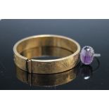 A BLUE JOHN CABCHON DRESS RING, ring size O, together with a gold plated bangle (2)