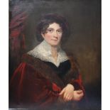 HENRY WYATT (1794-1840). Portrait of a lady, signed lower left, oil on canvas, unframed, 76 x 64 cm