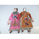 A PAIR OF CHINESE OPERA DOLLS, composition head and body, painted details, embroidered traditional