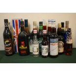 19 BOTTLES OF SPIRITS AND MIXERS ETC TO INCLUDE 1 BOTTLE OF CACHACA TUCANO DO BRASIL