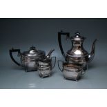 A HALLMARKED SILVER FOUR PIECE TEA AND COFFEE SERVICE BY E H PARKIN & CO - SHEFFIELD 1961, having