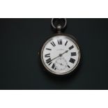 A H.ASH TON-Y-PANDY HALLMARKED SILVER OPEN FACED MANUAL WIND POCKET WATCH, having white enamel dial,