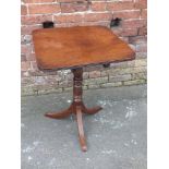 A RECTANGULAR MAHOGANY TILT TOP TABLE, on turned column and tripod legs, W 57 cm A/F