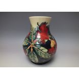 A MOORCROFT 'SIMEON' PATTERN BALUSTER VASE, printed and painted marks to base including silver line,