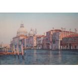 JOHN HARWOOD (XX). 'The Grand Canal', signed lower right, watercolour, framed and glazed, 35.5 x