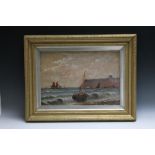 LOWDEN HIRST. A coastal scene with fishing boats. signed lower left with indistinct date, oil on