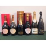 6 BOTTLES OF CHAMPAGNE AND SPARKLING WINES CONSISTING OF 1 BOXED BOTTLE OF LAURENT PERRIER CUVEE