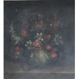 F. MARTONIA (XIX). Still life floral study, signed lower right, oil on canvas, gilt framed, 54 x