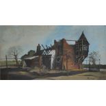 CAVAN CORRIGAN (XX). Derelict house, signed lower right, oil on board, unframed, 61 x 117 cm