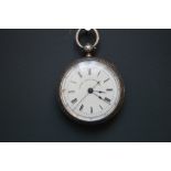 A HALLMARKED SILVER CHRONOGRAPH POCKET WATCH, the dial with Roman numerals and outer minute track,