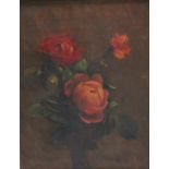 ENGLISH SCHOOL (XX). Still life study of roses, monogrammed lower right 'A.G', oil on board, gilt