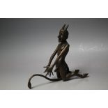 A VINTAGE BRONZE EROTIC SATYR, H 16 cm, L 17 cm