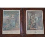 FRANCIS WHEATLEY (1747-1801). 'Love in A Mill' and 'The Return From Market', coloured prints, framed