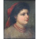 H E WARD (XX). Portrait of a young girl, signed lower right, oil on canvas, gilt framed, 33.5 x 27.5