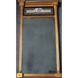 A REGENCY STYLE GILT FRAMED PIER GLASS MIRROR, overall 75 x 42 cm