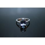 A HALLMARKED 14K WHITE GOLD BICOLOUR TANZANITE RING, coming with certificate stating stone is 3.62