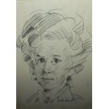 ROBERT LENKIEWICZ (1941-2004). Portrait of a lady, signed lower right, pencil sketch, framed and