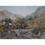 JOHN FINNIE (1829-1907). A rocky mountain stream, signed lower left, watercolour, gilt framed and