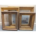 A COLLECTION OF GILT PICTURES FRAMES, various sizes, largest rebate 41.5 x 51.5 cm (5)