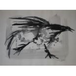 DANILO SE??. A modernist study of a cockerel, signed lower right, pen, ink and washes, framed and