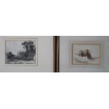 ATTRIBUTED TO JOHN VARLEY. Two wooded river scenes, unsigned, watercolours, framed and glazed, 9 x