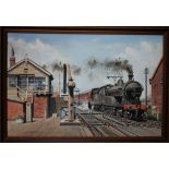 KEITH BYASS (XX). Steam Locomotive, signed lower left and dated '90, oil on board, framed, 50 x 75